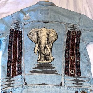 Denim Jacket with Elephant Design
